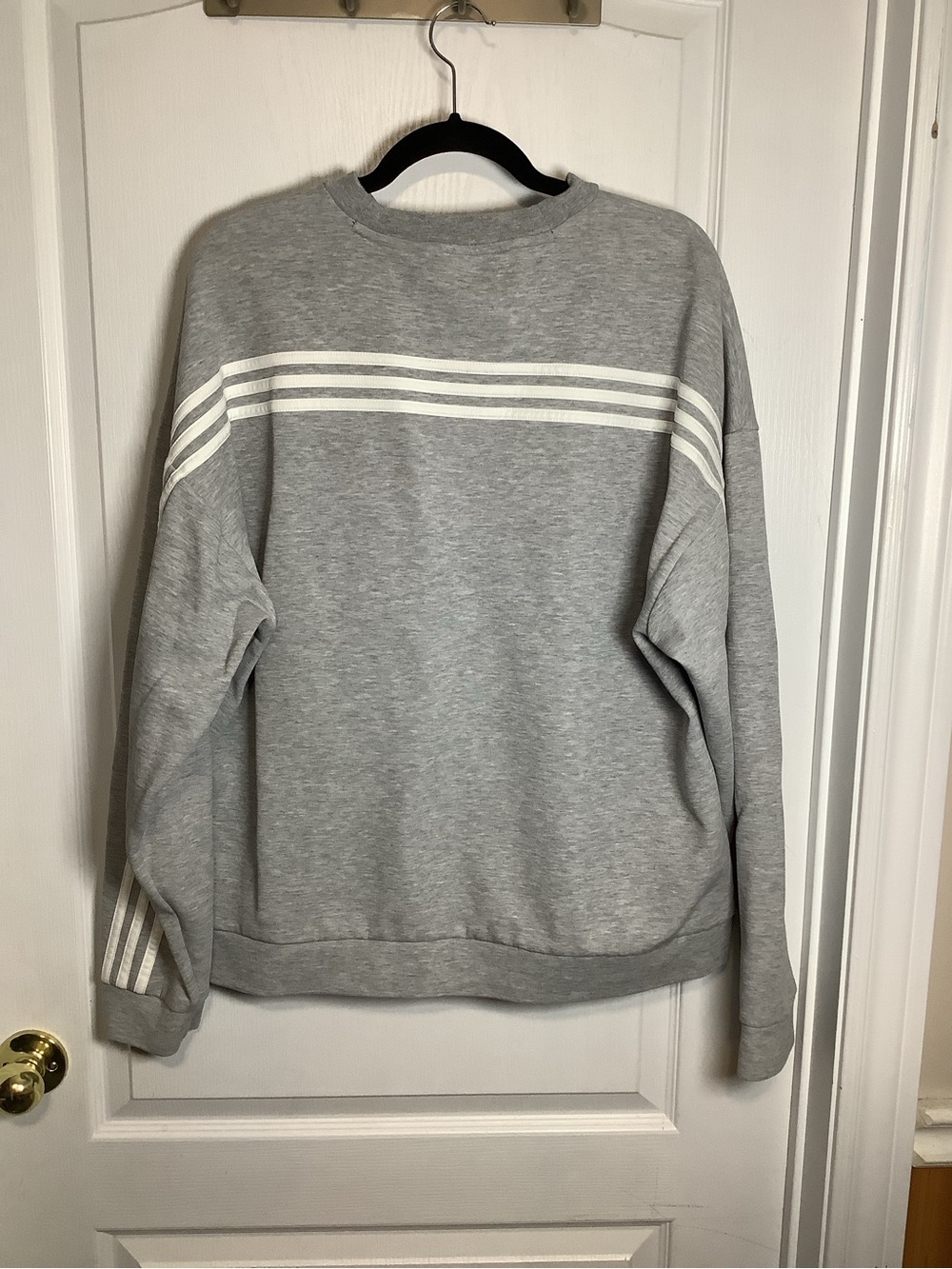 Adidas Men’s Grey Crewneck Sweater with Signature 3-Stripes - Picture 2 of 12